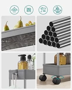 Songmics 4-Tier Slide Out Storage Trolley | Ruimtebesparende Rolling Cart | Grijs -Songmics Winkel 41vjojLi SL. SL500 b324