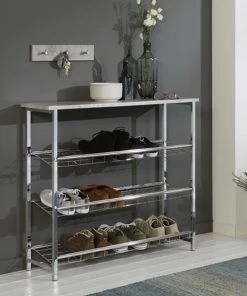 Schoenenrek Havu 86cm, 4 Planken - Beton Decor -Songmics Winkel 44638 Milieu 0579