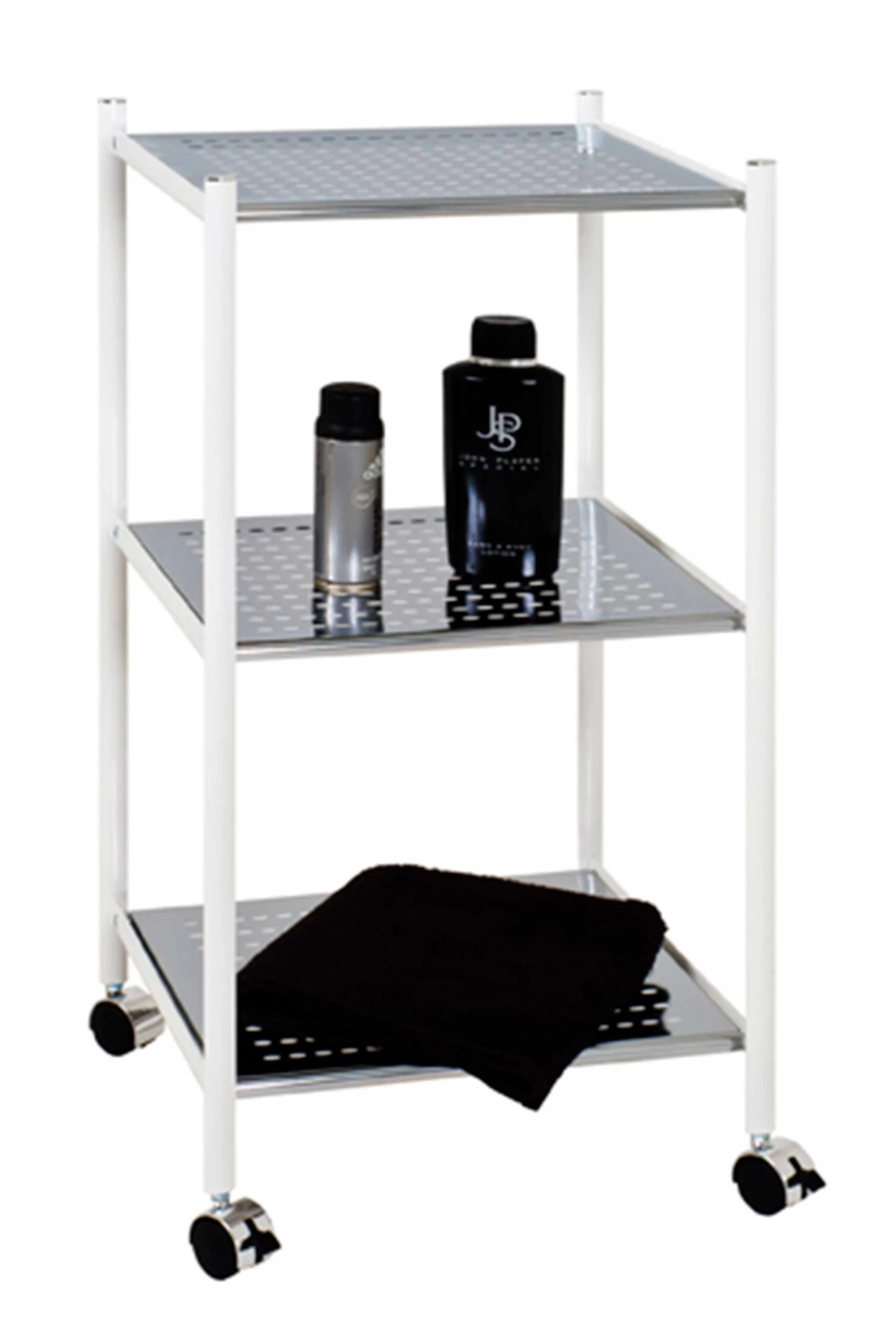 Rek Op Wielen Ayven, 3 Legplanken - Wit/grijs 5 Rek Op Wielen Ayven, 3 Legplanken - Wit/grijs - Afbeelding 3