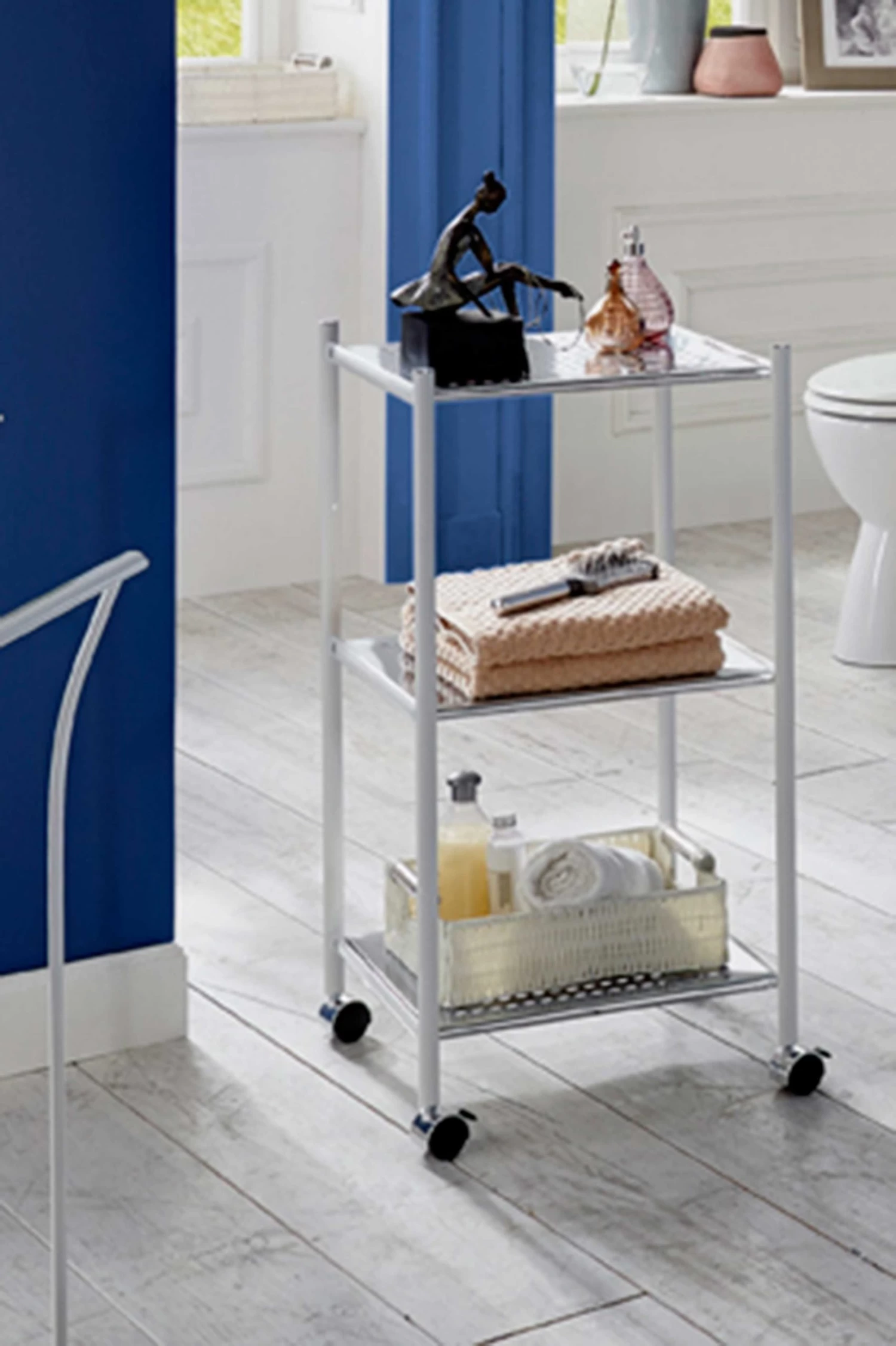 Rek Op Wielen Ayven, 3 Legplanken - Wit/grijs 6 Rek Op Wielen Ayven, 3 Legplanken - Wit/grijs - Afbeelding 4