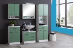 Badkamerkast Ricca 50cm 2 Deuren & 1 Lade - Wit/groen -Songmics Winkel 461.2032 3b 085f