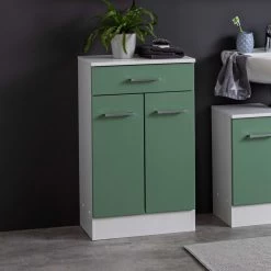 Badkamerkast Ricca 50cm 2 Deuren & 1 Lade - Wit/groen