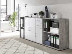 Rek Maxi-office Breed - Beton/wit -Songmics Winkel 48904 57075 Bild I 7ba7