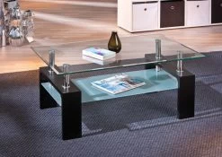 Salontafel Alva Met Glazen Tafelblad - Zwart -Songmics Winkel 50100045 09 c1cf