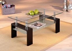 Salontafel Alva Met Glazen Tafelblad - Zwart -Songmics Winkel 50100045 10a 1b67