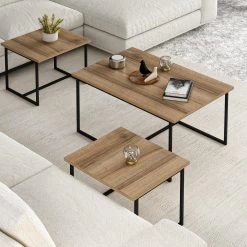 Woody Fashion Nesting Table Set | 3-Delig | 100% Melamine | Walnoot -Songmics Winkel 506MNR1221 20 203 623f