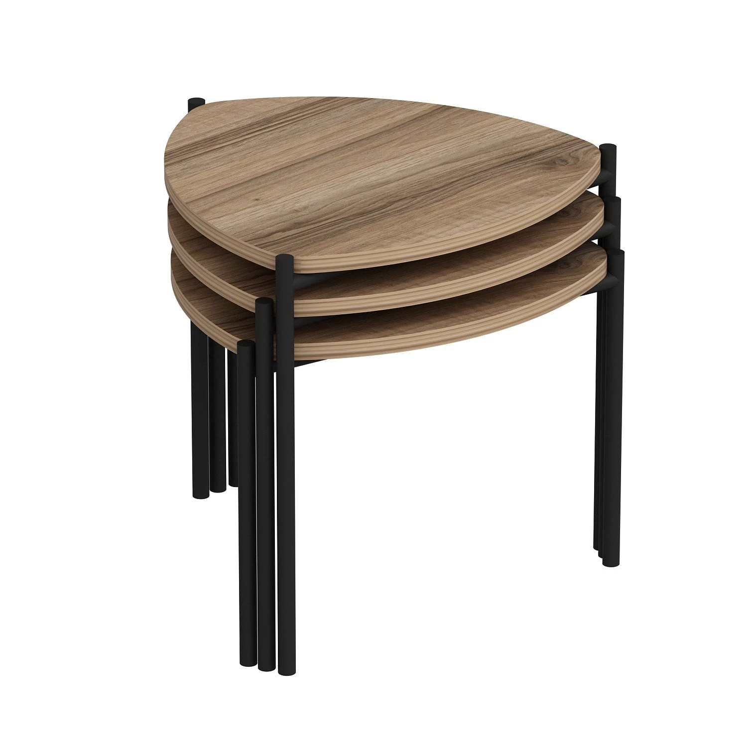 Stijlvolle Woody Fashion Nesting Table - Walnoot | 3-delige Set 8 Stijlvolle Woody Fashion Nesting Table - Walnoot | 3-delige Set - Afbeelding 6