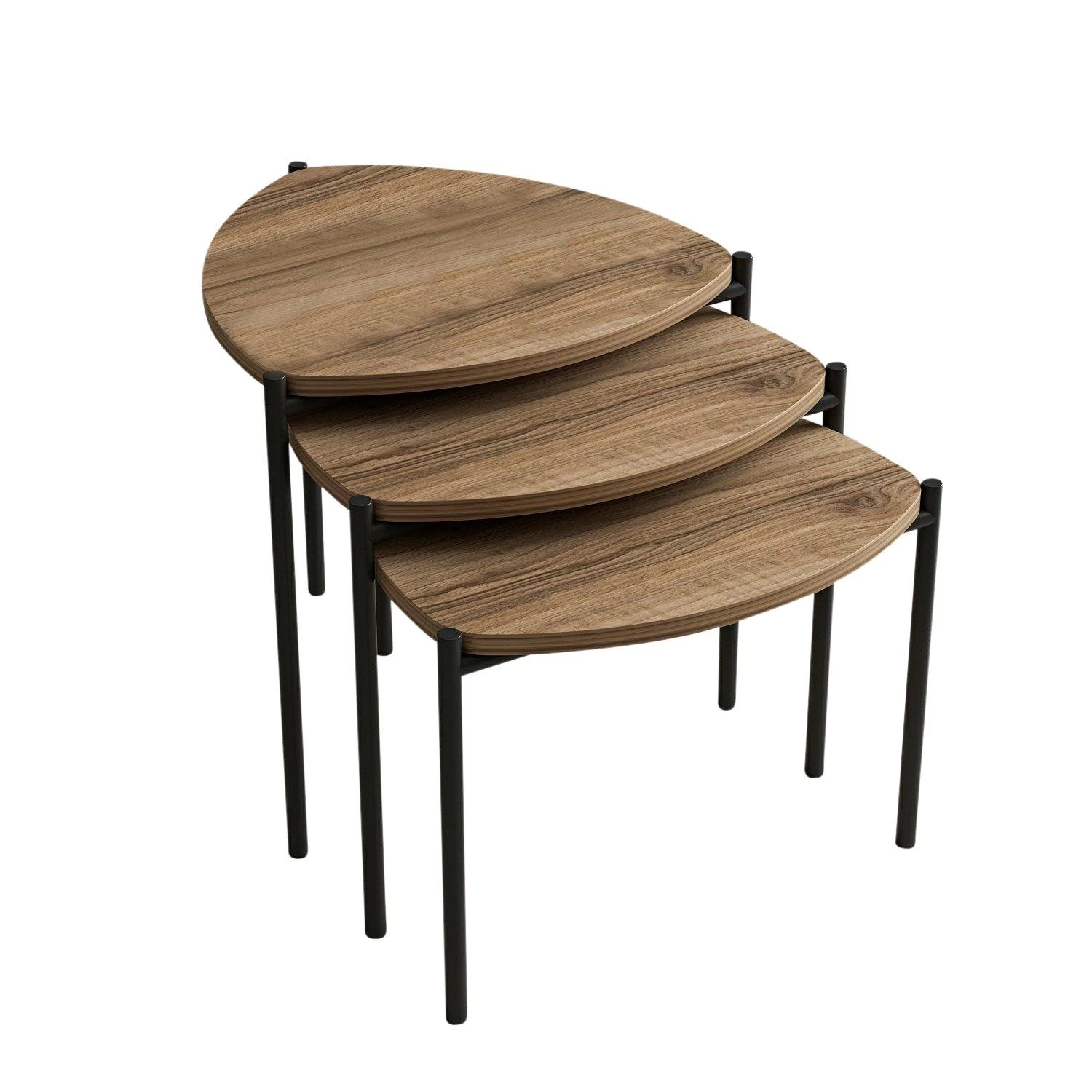 Stijlvolle Woody Fashion Nesting Table - Walnoot | 3-delige Set 6 Stijlvolle Woody Fashion Nesting Table - Walnoot | 3-delige Set - Afbeelding 4