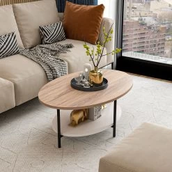 Moderne Eiken Witte Salontafel | 100% Melamine Gecoat | 18mm Dik -Songmics Winkel 506MNR1230 20 203 4cc0