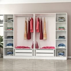 Woody Kledingkast | 100% Melamine | Talrijke Planken | Wit -Songmics Winkel 506MNR2510 20 203 6b44