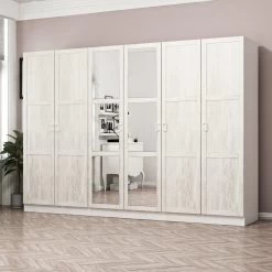 Ruime Witte Kledingkast | Woody Fashion | 100% Melamine Coating -Songmics Winkel 506MNR2826 20 202 c617