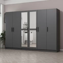 Antraciet Melamine Kledingkast Met Meerdere Planken