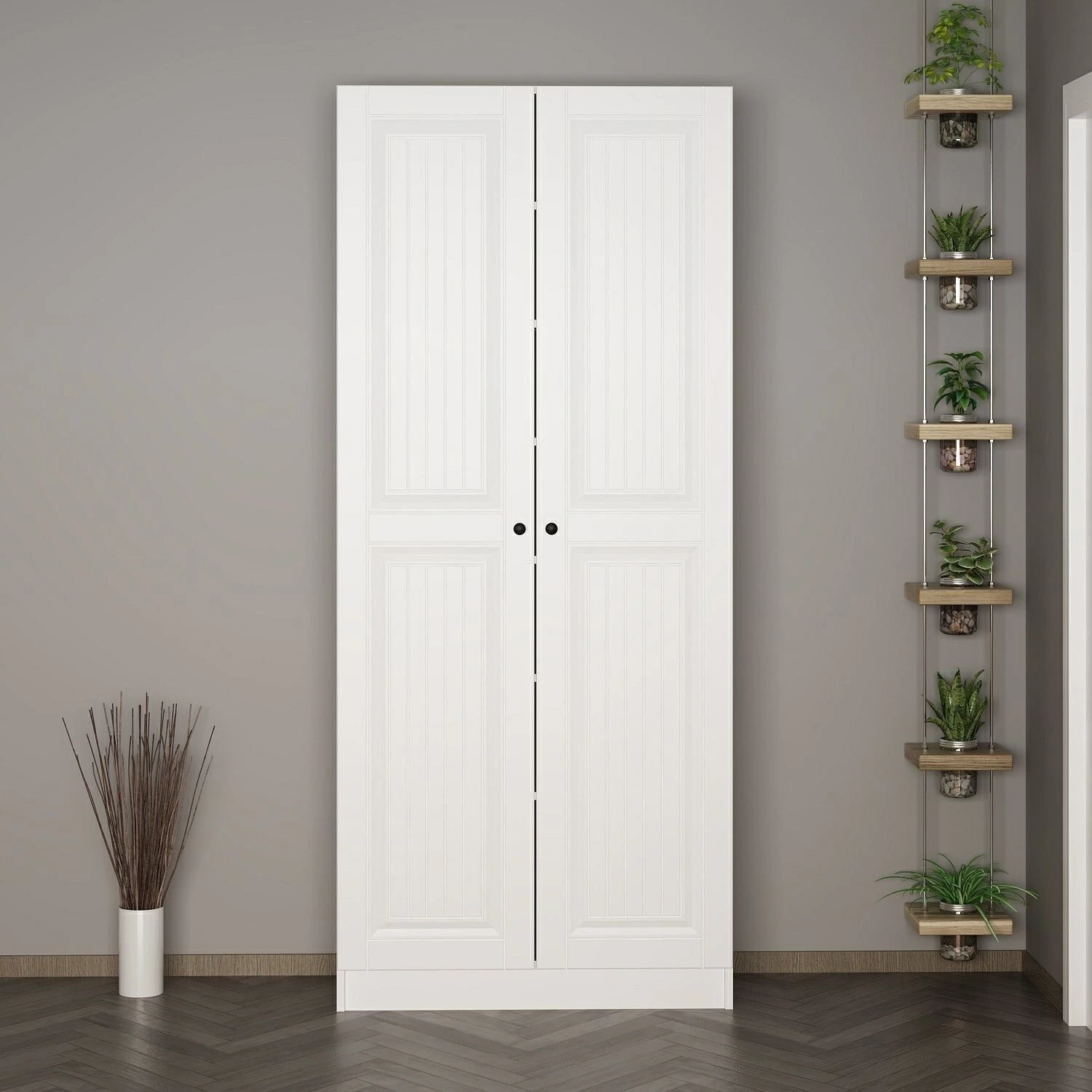 Stijlvolle Woody Fashion Zaalstandaard | 100% Melamine | 90x210x35cm | Wit 10 Stijlvolle Woody Fashion Zaalstandaard | 100% Melamine | 90x210x35cm | Wit - Afbeelding 8