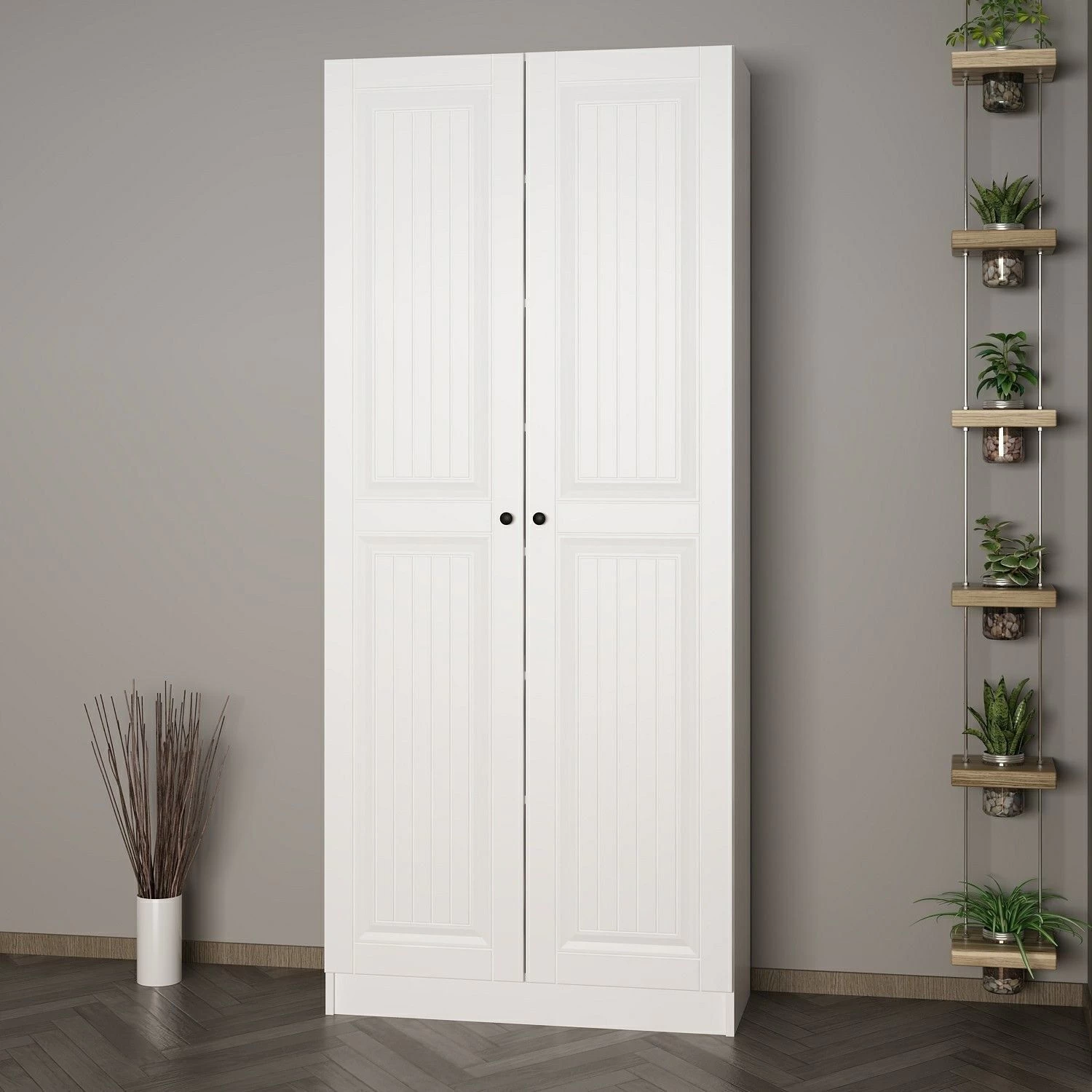 Stijlvolle Woody Fashion Zaalstandaard | 100% Melamine | 90x210x35cm | Wit 9 Stijlvolle Woody Fashion Zaalstandaard | 100% Melamine | 90x210x35cm | Wit - Afbeelding 7