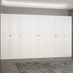 Modieuze Hallenstandaard | Hout | Melamine Coating | 18mm Dik | 360x210x35cm | Wit