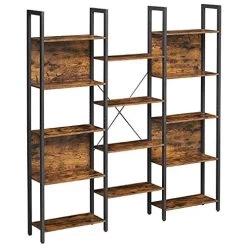 Boekenkast/plank In Industriële Stijl, 14 Opbergplanken, Metalen Frame, 158x24x166 Cm, Rustiek Bruin/zwart -Songmics Winkel 510J4SMY 2S. SL500 c1b5