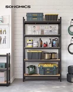 Songmics Stalen Legplank Met 5 Etages Voor Zwaar Gebruik | 875 Kg Draagvermogen | Zonder Gereedschap