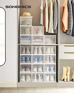 Songmics Klassieke Stapelbare Opbergdoos Voor Schoenen, 18 Stuks, Tot En Met Maat 12