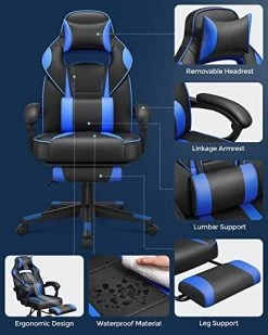 Songmics Gaming Stoel Bureaustoel, Voetensteun, In Hoogte Verstelbare Ergonomische 90-135° Kantelhoek Belasting 150 Kg Zwart Blauw -Songmics Winkel 519 22SfJjL. SL500 14f3