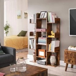 Boekenkast In De Vorm Van Een Boom: 13 Planken, 86x25x140cm, Rustiek Bruin