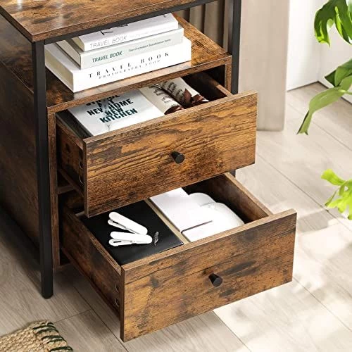 Industrieel Nachtkastje | 45 X 45 X 60 Cm | 2 Laden | Rustiek Bruin 4 Industrieel Nachtkastje | 45 X 45 X 60 Cm | 2 Laden | Rustiek Bruin - Afbeelding 2