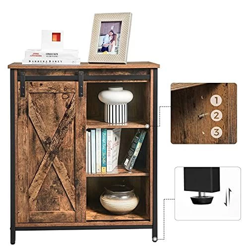 Vintage Industrieel Dressoir Met Schuifdeur, Verstelbare Planken - RustiekBruin/Zwart 4 Vintage Industrieel Dressoir Met Schuifdeur, Verstelbare Planken - RustiekBruin/Zwart - Afbeelding 2