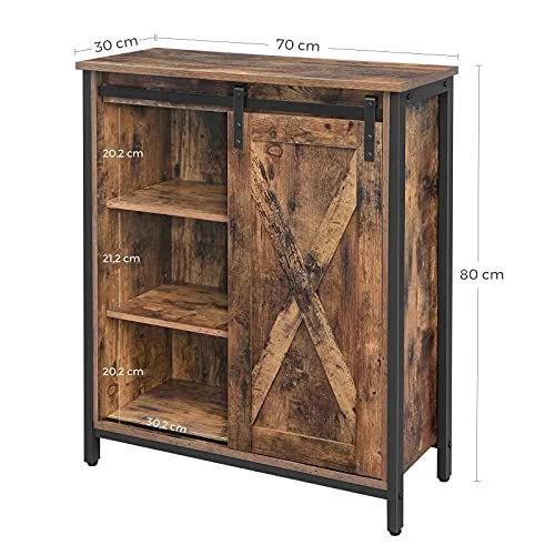 Vintage Industrieel Dressoir Met Schuifdeur, Verstelbare Planken - RustiekBruin/Zwart 8 Vintage Industrieel Dressoir Met Schuifdeur, Verstelbare Planken - RustiekBruin/Zwart - Afbeelding 6