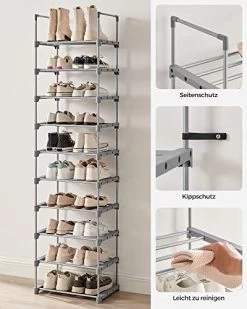 Songmics Metalen Schoenenrek Met 10 Niveaus, Aanpasbaar Ontwerp, Ruimtebesparend, Grijs -Songmics Winkel 51 7bGM8LyL. SL500 e85b