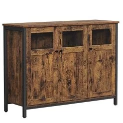 Dressoir In Industriële Stijl Met Glazen Deuren, Rustiek Bruin En Zwart | Verstelbare Planken | Stabiel Stalen Frame -Songmics Winkel 51 pLD8vS L. SL500 7a68