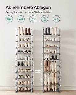 Songmics Metalen Schoenenrek Met 10 Niveaus, Aanpasbaar Ontwerp, Ruimtebesparend, Grijs -Songmics Winkel 51fGQpOV3zL. SL500 bbc2