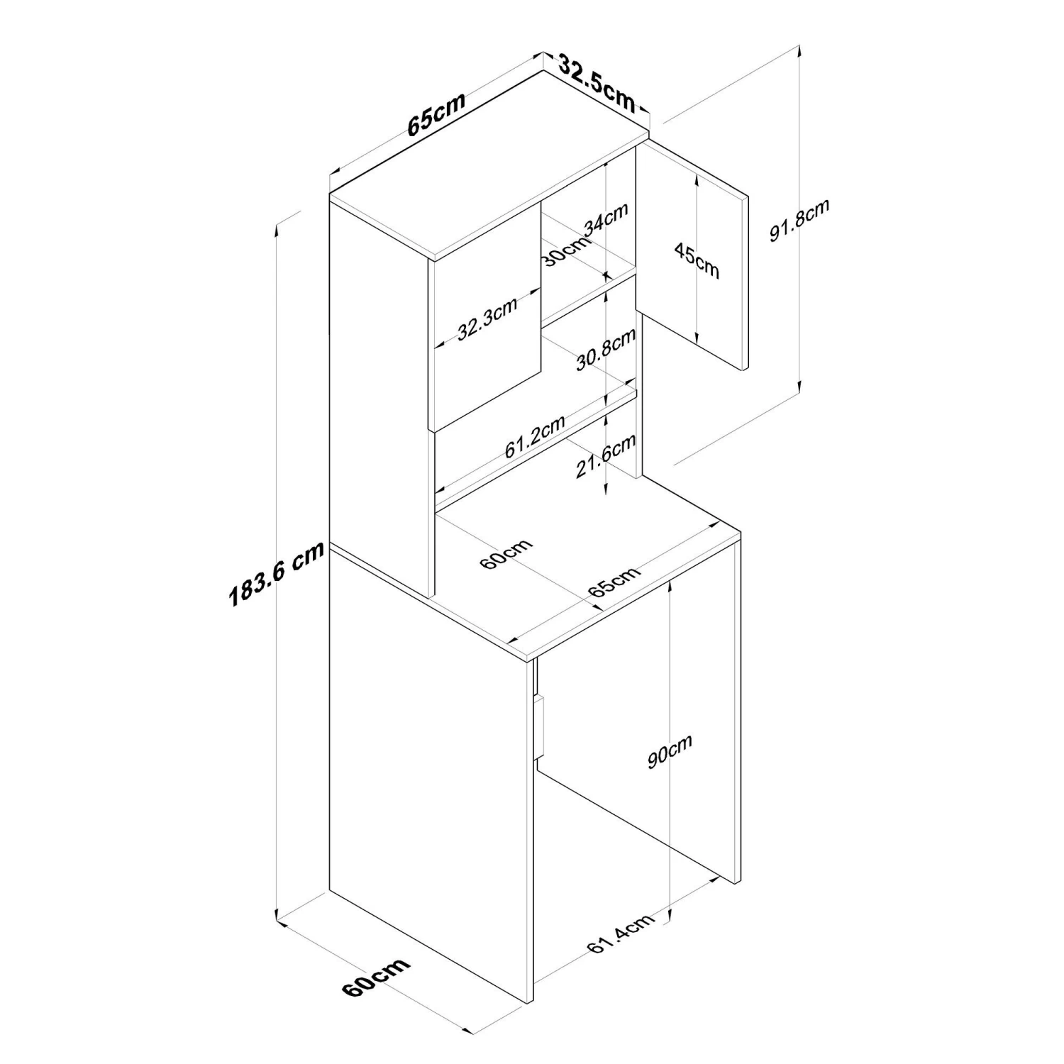 Wren Wasmachinekast | 100% Gemelamineerd Board | 18mm Dik | Wit Walnoot 4 Wren Wasmachinekast | 100% Gemelamineerd Board | 18mm Dik | Wit Walnoot - Afbeelding 2