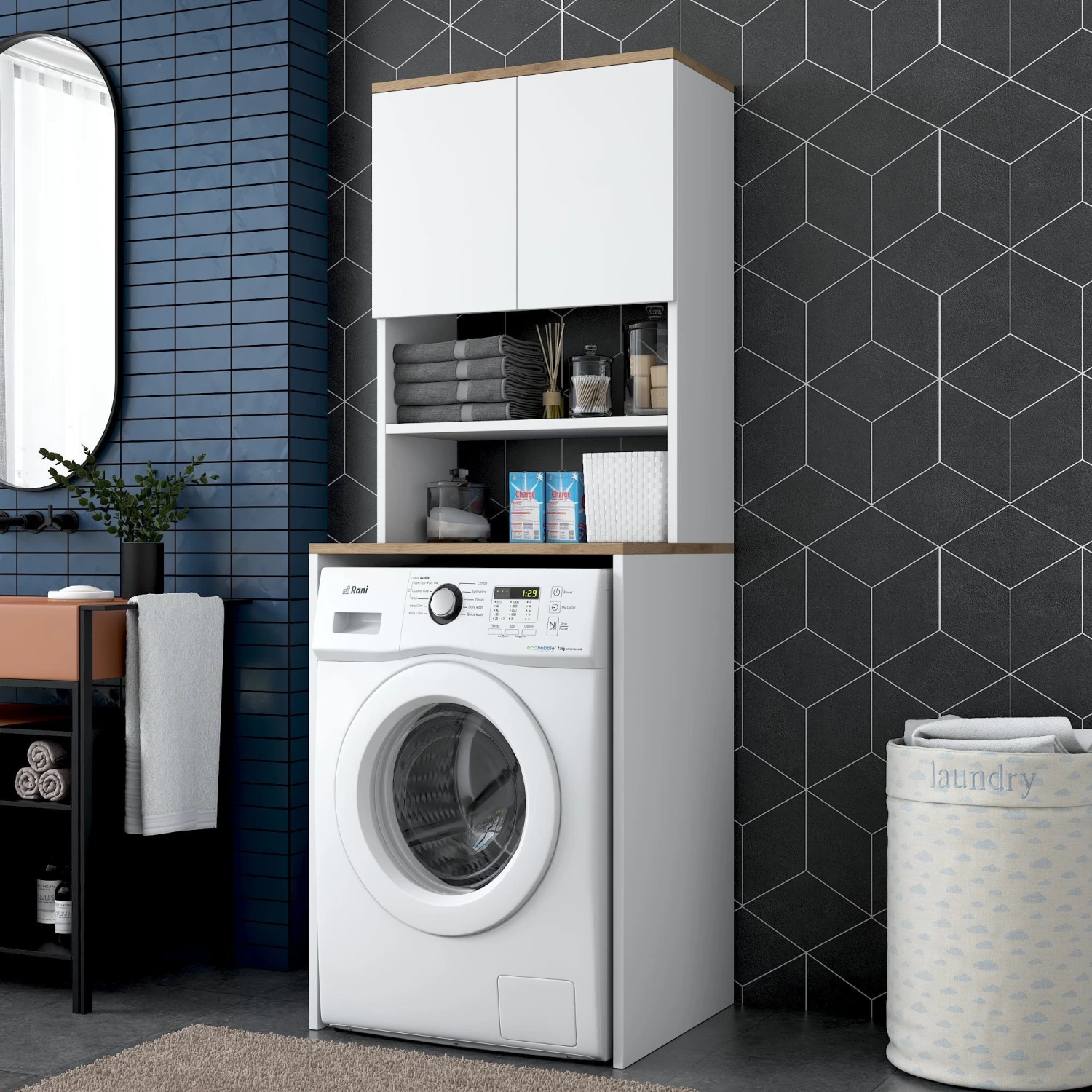 Wren Wasmachinekast | 100% Gemelamineerd Board | 18mm Dik | Wit Walnoot 14 Wren Wasmachinekast | 100% Gemelamineerd Board | 18mm Dik | Wit Walnoot - Afbeelding 12