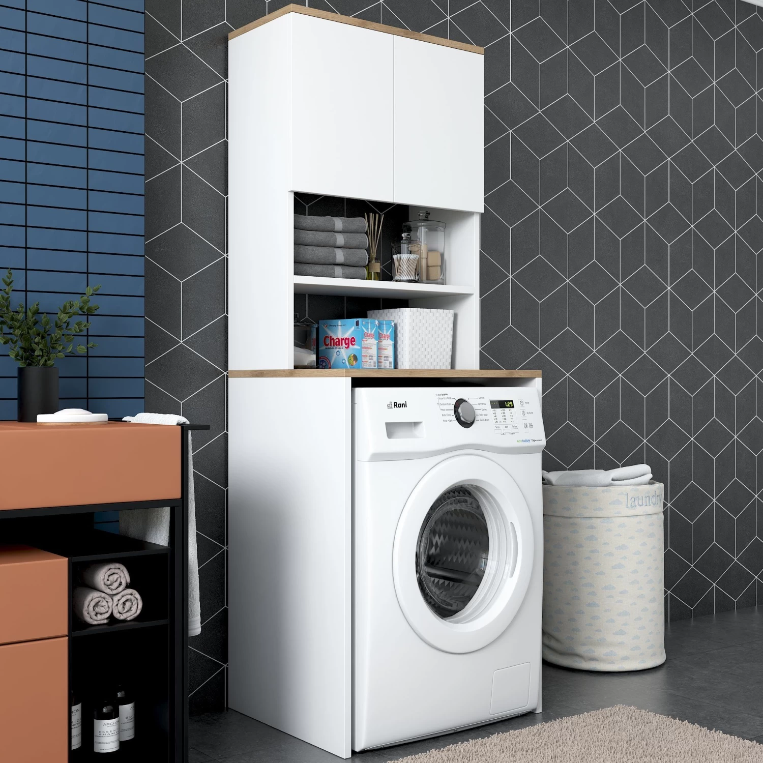 Wren Wasmachinekast | 100% Gemelamineerd Board | 18mm Dik | Wit Walnoot 13 Wren Wasmachinekast | 100% Gemelamineerd Board | 18mm Dik | Wit Walnoot - Afbeelding 11