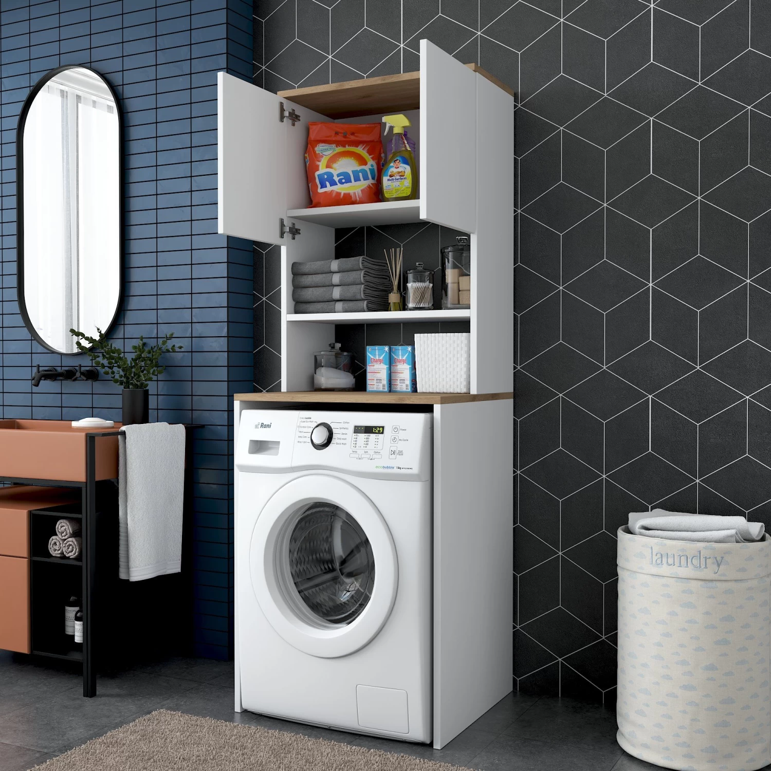 Wren Wasmachinekast | 100% Gemelamineerd Board | 18mm Dik | Wit Walnoot 9 Wren Wasmachinekast | 100% Gemelamineerd Board | 18mm Dik | Wit Walnoot - Afbeelding 7