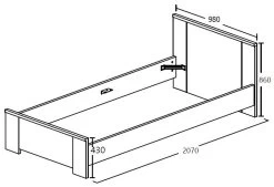 Eenpersoonsbed Sela 90x200 - Grijze Eik -Songmics Winkel 54 3679C S5V 6b02