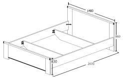 Bed Sela 140x200 - Grijze Eik -Songmics Winkel 54 5579C S5V e179
