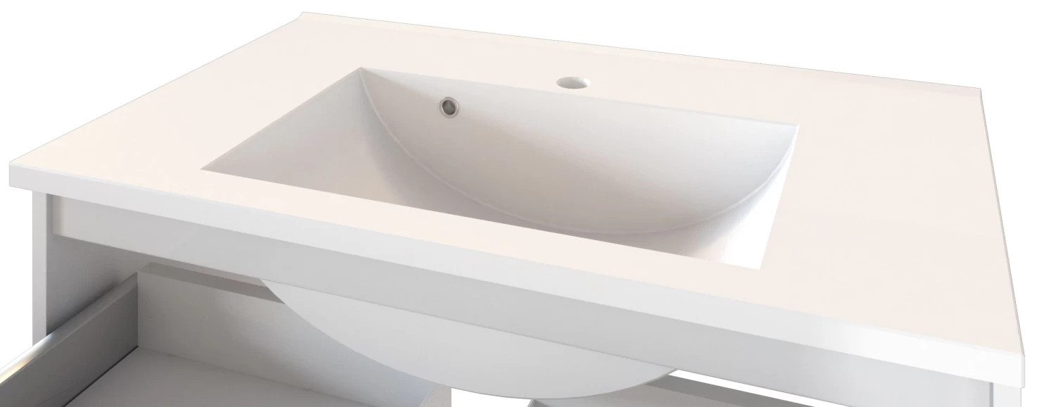 Wastafelmeubel Bobbi 80cm Met 2 Deuren En Keramische Wastafel - Wit 7 Wastafelmeubel Bobbi 80cm Met 2 Deuren En Keramische Wastafel - Wit - Afbeelding 5