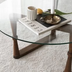 Locelso Salontafel | Massief Pijnboomhout | Gehard Glazen Frame -Songmics Winkel 552NOS1405 20 204 b702