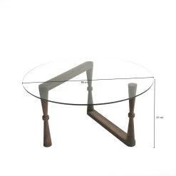 Locelso Salontafel | Massief Pijnboomhout | Gehard Glazen Frame -Songmics Winkel 552NOS1405 20 207 b962