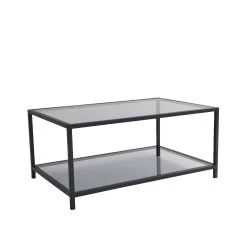 Locelso Salontafel | 4mm Gehard Glas En Metalen Frame | Fume Zwart -Songmics Winkel 552NOS1406 20 206 f0c3