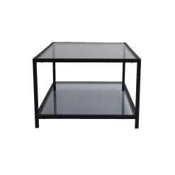 Locelso Salontafel | 4mm Gehard Glas En Metalen Frame | Fume Zwart -Songmics Winkel 552NOS1406 20 207 50b3