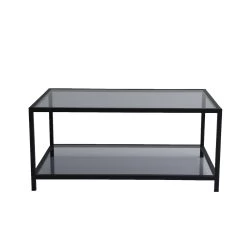 Locelso Salontafel | 4mm Gehard Glas En Metalen Frame | Fume Zwart -Songmics Winkel 552NOS1406 20 208 820d