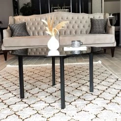 Locelso Salontafel | 100% Metaal | 6mm Dikte | Gehard Glas | 75x42x75 Cm | Fume Zwart -Songmics Winkel 552NOS1408 20 203 b84f