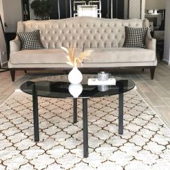 Locelso Salontafel | 100% Metaal | 6mm Dikte | Gehard Glas | 75x42x75 Cm | Fume Zwart -Songmics Winkel 552NOS1408 20 204 d819