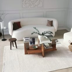 Locelso Salontafel | Massief Houten Frame | Gehard Glas | 105x40x60cm | Houten -Songmics Winkel 552NOS1435 20 207 2426