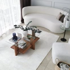 Locelso Salontafel | Massief Houten Frame | Gehard Glas | 105x40x60cm | Houten -Songmics Winkel 552NOS1435 20 208 696e