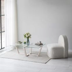 Locelso Salontafel | 100% Glas En Dennenhouten Frame | 105x35x65cm | Wit -Songmics Winkel 552NOS1453 20 202 ca56