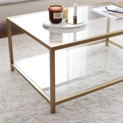 Locelso Salontafel | 100% Gehard Glas | 4mm Dikte | Goud -Songmics Winkel 552NOS2224 20 203 fbf3