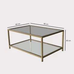 Locelso Salontafel | 100% Gehard Glas | 4mm Dikte | Goud -Songmics Winkel 552NOS2224 20 207 bab1