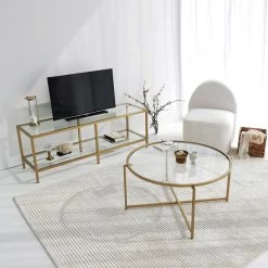 Locelso Salontafel | 4mm Gehard Glas | 100% Metalen Frame | Goud 16 Locelso Salontafel | 4mm Gehard Glas | 100% Metalen Frame | Goud -Songmics Winkel 552NOS2230 20 205 1235